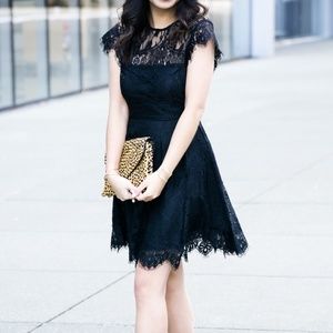 Rhianna Open Back Lace Fit & Flare Cocktail Dress